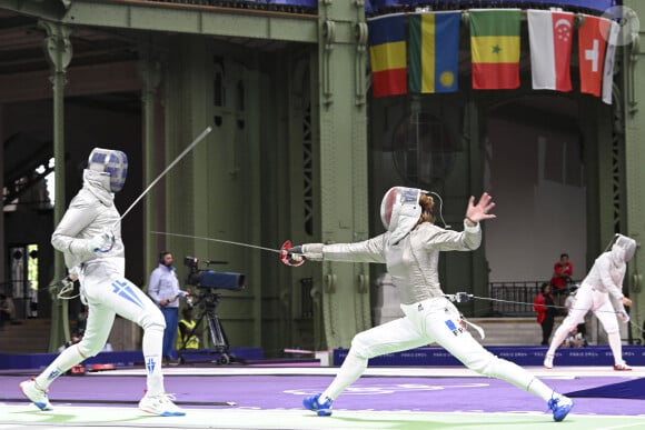 Manon Apithy-Brunet pendant les épreuves de sabre aux Jeux olympiques de Paris 2024 au Grand Palais. © Michael BaucherPanoramic/Bestimage