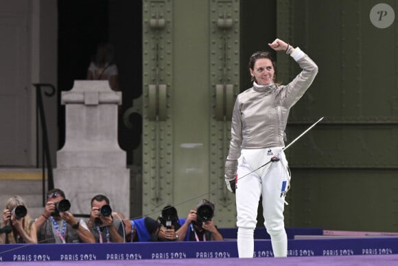 Manon Apithy-Brunet pendant les épreuves de sabre aux Jeux olympiques de Paris 2024 au Grand Palais. © Michael Baucher / Panoramic / Bestimage