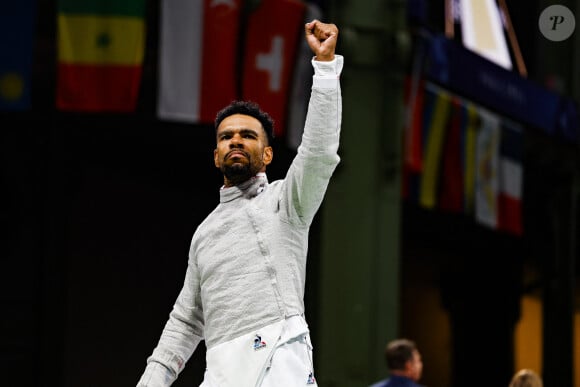 Boladé Apithy pendant les épreuves de sabre aux Jeux olympiques de Paris 2024 au Grand Palais. © Gregory Lenormand / DPPI Media / Panoramic / Bestimage