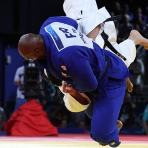 Un grand jour !
TEDDY RINER de France (bleu) bat TEMUR RAKHIMOV du Tadjikistan (blanc) en demi-finale du Judo masculin +100 kg lors de la 7e journée des Jeux Olympiques de Paris 2024 dans l'arène du Champ de Mars à Paris, France. © Mickael Chavet/ZUMA Press/Bestimage