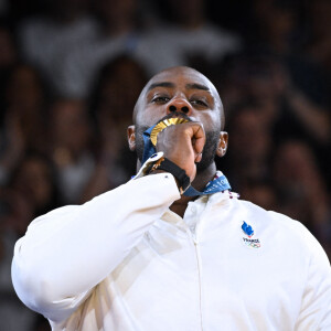 Teddy Riner champion olympique à l'Arena-Champ-de-Mars lors des Jeux olympiques de Paris le 2 août 2024. © Federico Pestellini / DPPI / Panoramic / Bestimage