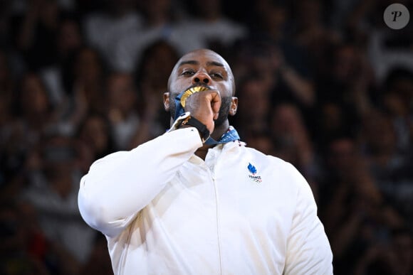 Teddy Riner champion olympique à l'Arena-Champ-de-Mars lors des Jeux olympiques de Paris le 2 août 2024. © Federico Pestellini / DPPI / Panoramic / Bestimage