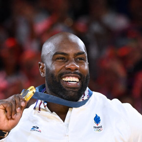 Teddy Riner champion olympique à l'Arena-Champ-de-Mars lors des Jeux olympiques de Paris le 2 août 2024. © Federico Pestellini / DPPI / Panoramic / Bestimage