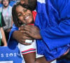 Eden, le fils de Teddy Riner était aux anges
Teddy Riner célèbre son titre olympique avec son fils Eden à l'Arena Champ-de-Mars aux Jeux olympiques de Paris le 2 août 2024. Photo by Eliot Blondet/ABACAPRESS.COM