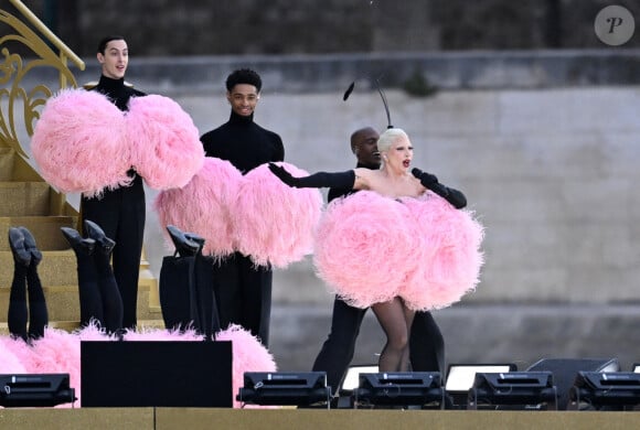 Lady Gaga répète avant la cérémonie d'ouverture des Jeux olympiques d'été de Paris 2024, le 26 juillet 2024. Sina Schuldt/DPA/ABACAPRESS.COM