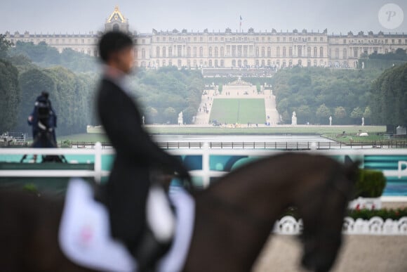 Illustration lors du concours complet d'équitation, dressage par équipe et individuel, Jeux olympiques Paris 2024 le 27 juillet 2024 au château de Versailles à Versailles, France. © Matthieu Mirville / DPPI Media / Panoramic /Bestimage