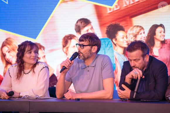 Cécilia Hornus, Laurent Kérusoré et Stéphane Henon lors de la rencontre avec l'équipe de Plus Belle La Vie, Encore Plus Belle (TF1), modérée par le journaliste Alexandre du Serie Mania Festival international Lille 2024, à Lille, France, le 16 mars 2024. © Stéphane Vansteenkiste/Bestimage 