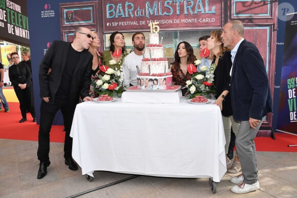 Rebecca Hampton, Pierre Martot, Pauline Bression, Marwan Berreni, Fabienne Carat, Grant Lawrens, Léa Francois, Serge Dupire - La série "Plus belle la vie" fête son anniversaire lors du 59ème festival de la télévision de Monte Carlo à Monaco le 16 juin 2019. © Norbert Scanella / Panoramic / Bestimage