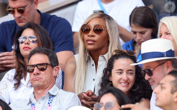 Serena Williams en tribunes de l'épreuve de tennis opposant Novak Djokovic à Rafael Nadal lors des Jeux Olympiques de Paris 2024 (JO) à Roland Garros, à Paris, France, le 29 juillet 2024. © Jacovides-Perusseau/Bestimage