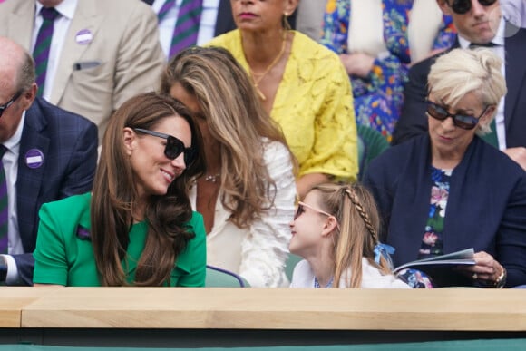 Tennis : Wimbledon 2023 - Angleterre - Finale simple Messieurs- Victoire de Carlos Alcaraz Espagne contre Novak Djokovic Serbie - Royal Box - Kate Middleton et sa fille la princesse Charlotte de Galles