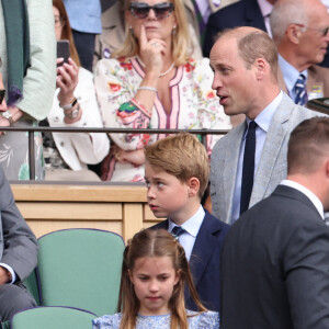 Tennis : Wimbledon 2023 - Angleterre - Finale simple Messieurs- Victoire de Carlos Alcaraz Espagne contre Novak Djokovic Serbie - Royal Box - Le prince George et la princesse Charlotte