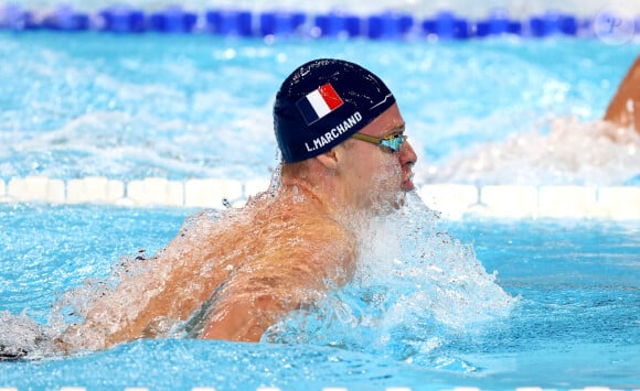 Les français Léon Marchand, Yohann Ndoye-Brouard, Maxime Grousset et Florent Manaudou remportent la médaille de bronze sur le 4X100 m 4 nages des Jeux Olympiques de Paris 2024 (JO), à Paris, France, le 4 Aout 2024. © Jacovides-Perusseau/Bestimage