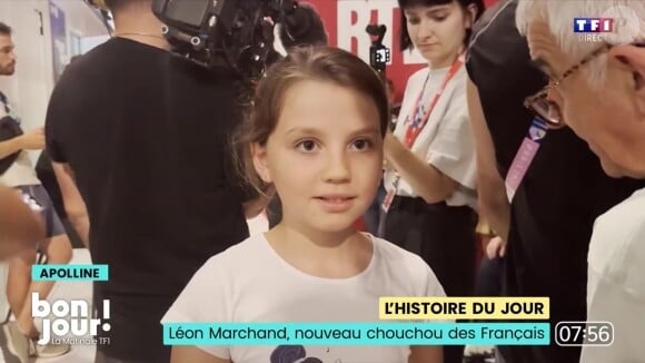 Une jeune fan de Léon Marchand interrogée dans la matinale de TF1.