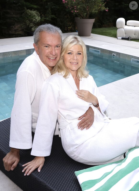 Exclusif - Richard Sanderson et sa femme Sylvie lors de l'enregistrement de l'émission "La piscine de Jordan de Luxe" à Paris, le 26 juin 2024. © Cédric Perrin/Bestimage