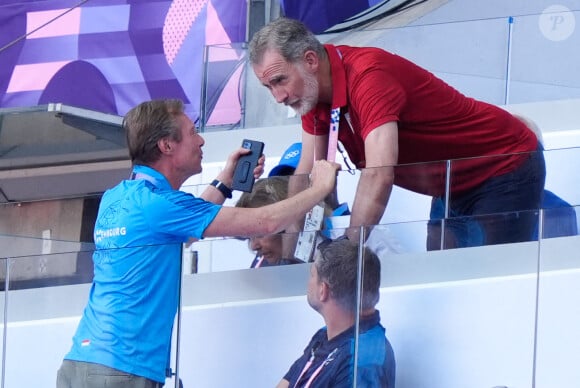 Henri, Grand-Duc de Luxembourg et le Roi Felipe VI d'Espagne assistent aux épreuves d'athlétisme le jour 10 des Jeux Olympiques d'été de Paris 2024 au Stade de France à Saint-Denis, près de Paris, France, le 5 août 2024. Photo par Nicolas Gouhier/ABACAPRESS.COM