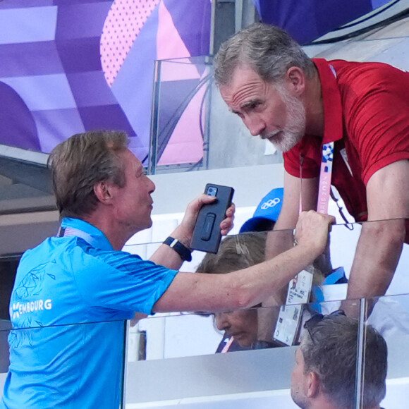 Henri, Grand-Duc de Luxembourg et le Roi Felipe VI d'Espagne assistent aux épreuves d'athlétisme le jour 10 des Jeux Olympiques d'été de Paris 2024 au Stade de France à Saint-Denis, près de Paris, France, le 5 août 2024. Photo par Nicolas Gouhier/ABACAPRESS.COM