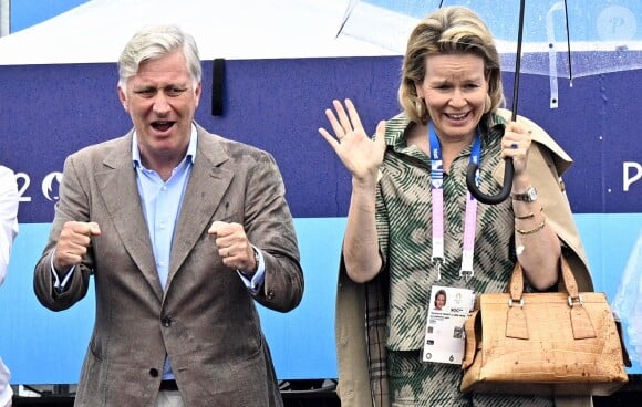 Le Roi Philippe - Filip de Belgique et la Reine Mathilde de Belgique encouragent et soutiennent les Belges participant à l'épreuve du contre-la-montre masculin des Jeux Olympiques de Paris 2024, le samedi 27 juillet 2024 à Paris, France. Les Jeux de la XXXIIIe Olympiade se déroulent à Paris du 26 juillet au 11 août. La délégation belge compte 165 athlètes dans 21 sports. Photo par ABACAPRESS.COM