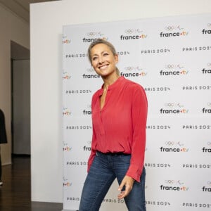 Anne Sophie Lapix lors de la présentation des journalistes et chroniqueurs de France Télévisions pour les Jeux Olympiques 2024 au musée de l'Homme à Paris, le 11 juin 2024. © Pierre Perusseau / Bestimage