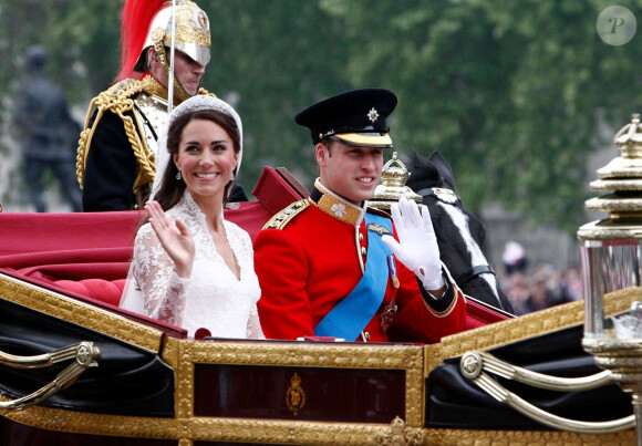 Le prince William, prince de Galles, et Catherine (Kate) Middleton, princesse de Galles, lors de leur mariage