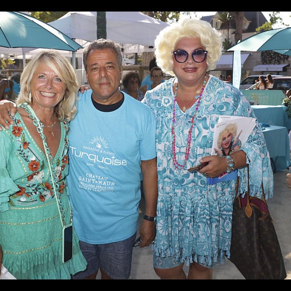 Pascale Perez, Chico, Zize à la Pétanque Turquoise sur la Place des Lices à Saint-Tropez, au profit de l'association "Soleil d'Enfance", le 11 août 2024