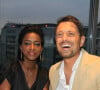 Exclusif - Hapsatou Sy et son mari Vincent Cerruti - Le Grand Dîner du 14 juillet, sur le rooftop de l'hôtel Pullman Tour Eiffel à Paris, France, le 14 juillet 2021. © Philippe Baldini/Bestimage