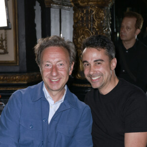 Stéphane Bern et son compagnon Yori Bailleres - Célébrités au défilé de mode Haute-Couture automne-hiver 2024/2025 "Julien Fournié" lors de la Fashion Week au musée Grévin à Paris le 25 juin 2024.