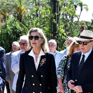 Le prince Albert II de Monaco et la princesse Caroline de Hanovre ont célébré les 40 ans d'existence de la Roseraie Princesse Grace, le 3 mai 2024, à Monaco. © Bruno Bebert / Bestimage 