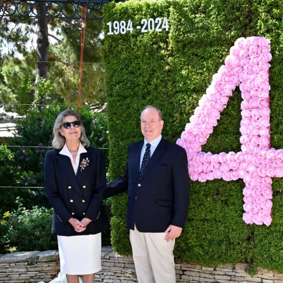 Le prince Albert II de Monaco et la princesse Caroline de Hanovre ont célébré les 40 ans d'existence de la Roseraie Princesse Grace, le 3 mai 2024, à Monaco. © Bruno Bebert / Bestimage 