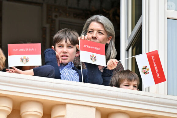 Raphaël Elmaleh et la princesse Caroline de Hanovre - Le prince de Monaco fête son anniversaire (66 ans) en famille sur la Place du Palais princier de Monaco, le 14 mars 2024. © Bruno Bebert/Bestimage 