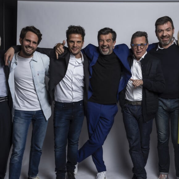 Exclusif - Raymond Plaza, Antoine Blandin, Benoit Barel, Stéphane Plaza, Pierre-Louis Puig, David Merlet, Delphine Gingembre - Backstage - Enregistrement de l'émission "La Chanson secrète 10" diffusée sur TF1 le 22 janvier 2022 © Jacovides-Moreau / Bestimage