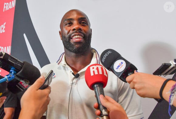 Teddy Riner fête ses deux médailles d'Or au Club France, Parc de la Villette, lors des Jeux Olympiques Paris 2024 le 4 août 2024. © Alexandre Fay / Pixplanete / Bestimage