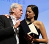 "Papa, je t'aime", a-t-elle notamment déclaré
Alain Delon (avec un badge Paris Match d'une ancienne couverture du magazine titrant "Alain Delon, mes deux amours, Rosalie et Anouchka) et sa fille Anouchka (Robe Elie Saab) - Remise de la Palme d'Honneur à Alain Delon lors du 72ème Festival International du Film de Cannes.  © Jacovides-Moreau / Bestimage