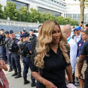 Serena Williams et sa fille Olympia arrivent à la finale de gymnastique féminine lors des Jeux Olympiques de Paris2024 (JO), le 30 juillet 2024. Merci de flouter le visage des enfants avant parution.