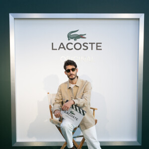 Exclusif - Pierre Niney, ambassadeur Lacoste et également égérie du parfum "Lacoste Original" - Lacoste et Interparfums ont célébré le lancement de "Lacoste Original", le premier parfum né de la collaboration récente entre les deux maisons, lors d'une cocktail party organisée sur le rooftop de l'hôtel Madame Rêve à Paris le 7 juillet 2024. © Rachid Bellak/Bestimage 