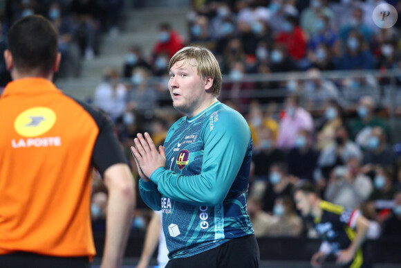 Emil Nielsen (HBC Nantes) - Finale de la Coupe de la Ligue "Chambery Savoie Mont-Blanc HC - HBC Nantes (21-28)" aux Arènes de Metz, le 19 décembre 2021.