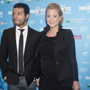 Virginie Efira enceinte (pochette de caroline de Marchi) et son ex-compagnon Mabrouk El Mechri - 3eme Ceremonie des "Magritte du cinema 2013" a Bruxelles en Belgique. 