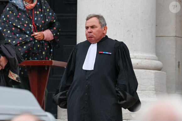 Francis Szpiner - Sorties des obsèques de Henri Leclerc en la salle de la Coupole du crématorium du Père-Lachaise à Paris, France, le 9 septembre 2024. © Dominique Jacovides/Bestimage