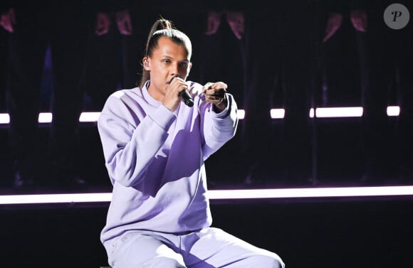 Le chanteur Stromae (Artiste masculin et Album "Multitude") lors de la 38ème cérémonie des Victoires de la musique à la Seine musicale de Boulogne-Billancourt, France, le 10 février 2023. © Coadic Guirec/Bestimage