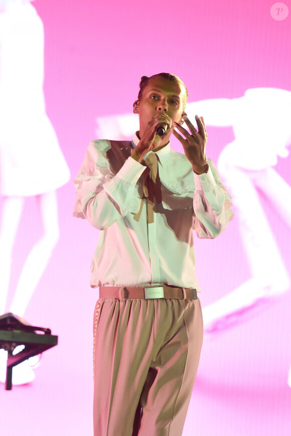 Concert de Stromae au festival Rock en Seine dans le parc de Saint Cloud le 28 août 2022.