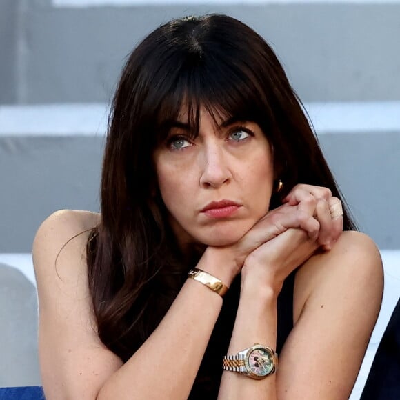 Nolwenn Leroy et son compagnon Arnaud Clément - Célébrités dans les tribunes des Internationaux de France de tennis de Roland Garros 2024 à Paris le 7 juin 2024. © Jacovides-Moreau/Bestimage 