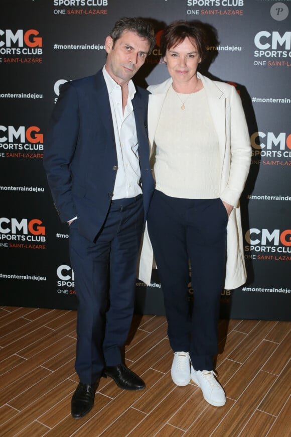 Claire Nebout et son compagnon Frédéric Taddeï - Inauguration du CMG Sports Club ONE Saint-Lazare au 11-13 rue Boursault à Paris, le 28 avril 2016. © CVS/Bestimage