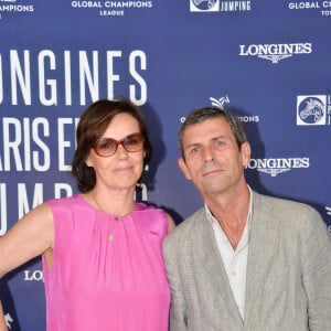 Exclusif - Frédéric Taddeï et sa compagne Claire Nebout - Photocall du déjeuner - Longines Paris Eiffel Jumping au Champ de Mars à Paris, France, le 5 juillet 2019. © Veeren Ramsamy/Bestimage