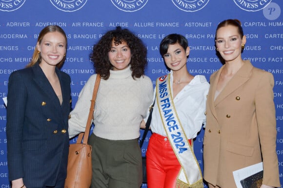 Exclusif - Amandine Petit (miss France 2021), Vaimalama Chaves (Miss France 2019), Eve Gilles (Miss France 2024) et Maëva Coucke (Miss France 2018) - Déjeuner du Chinese Business Club à l'occasion de la Journée internationale des droits des femmes à l'hôtel intercontinental à Paris le 7 mars 2024. © Rachid Bellak/Bestimage