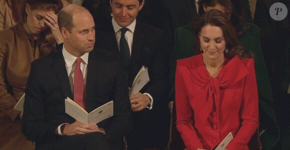 Le prince William, duc de Cambridge, et Catherine (Kate) Middleton, duchesse de Cambridge, assistent au Royal Christmas Concert à l'abbaye de Westminster à Londres, le 20 décembre 2021. 