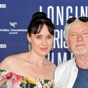 Exclusif - Hugues Aufray et sa compagne Muriel - Photocall du déjeuner - Longines Paris Eiffel Jumping au Champ de Mars à Paris, le samedi 6 juillet 2019. © Veeren Ramsamy/Bestimage