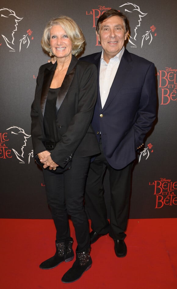 Jean-Pierre Foucault et sa compagne Evelyne - People a la generale de la comedie musicale "La Belle et la Bete" au Theatre Mogador a Paris le 24 octobre 2013.