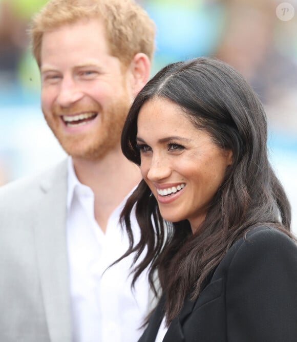 Le duc et la duchesse de Sussex regardent les sports gaéliques traditionnels joués à Croke Park lors du deuxième jour de leur visite à Dublin, en Irlande, le 11 juillet 2018. Photo par Chris Jackson/PA Wire/ABACAPRESS.COM