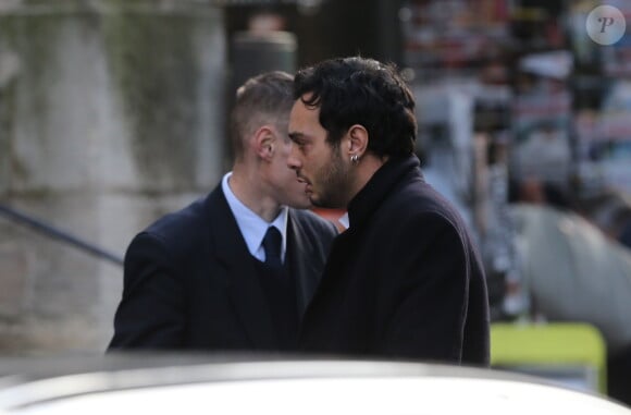 Roman de Kermadec (Fils de Kate Barry) - Obseques de Kate Barry en l'eglise Saint-Roch a Paris. Le 19 decembre 2013 