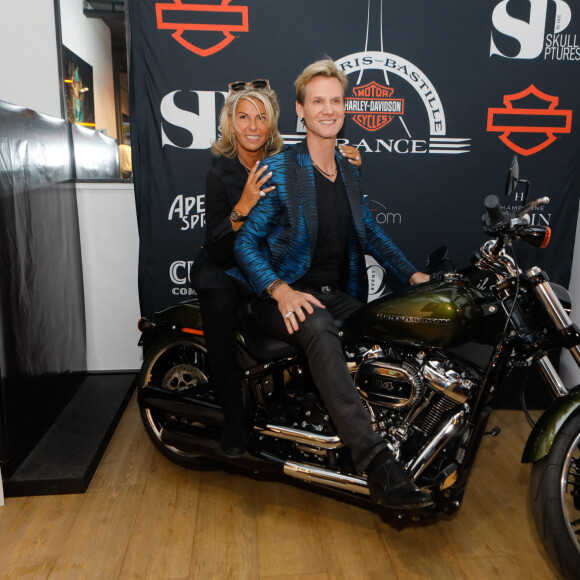 Caroline Margueridon et François-Xavier Renou (Fransoa) - Soirée de présentation des nouveautés de la marque Harley Davidson au showroom Beaumarchais à Paris, France, le 22 septembre 2022. © Christophe Clovis/Bestimage