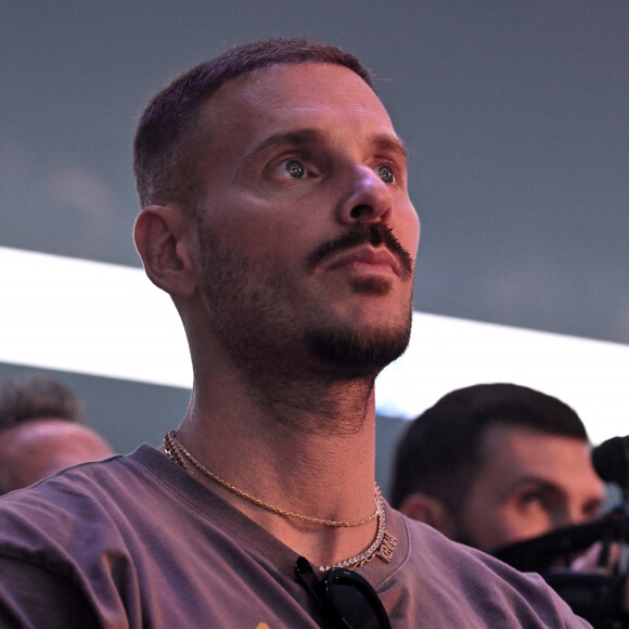 Matt Pokora (M. Pokora) au match de préparation aux Jeux Olympiques Paris 2024 entre la France à la Serbie (67-79) à Decines-Charpieu, France, le 12 juillet 2024. © Frédéric Chambert/Panoramic/Bestimage 